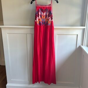 THML SzL Embroidered Red Maxi Dress